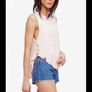 Free People Uptown Ruffled Tank Gray Size XS